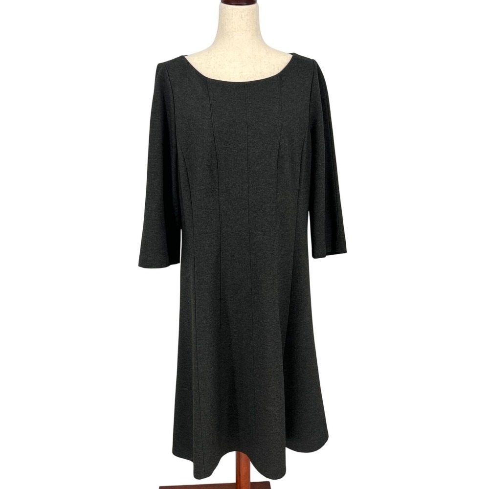 Lafayette 148 Women A Line Fit & Flare Long Sleeve Dress Size XL Gray Ponte Knit